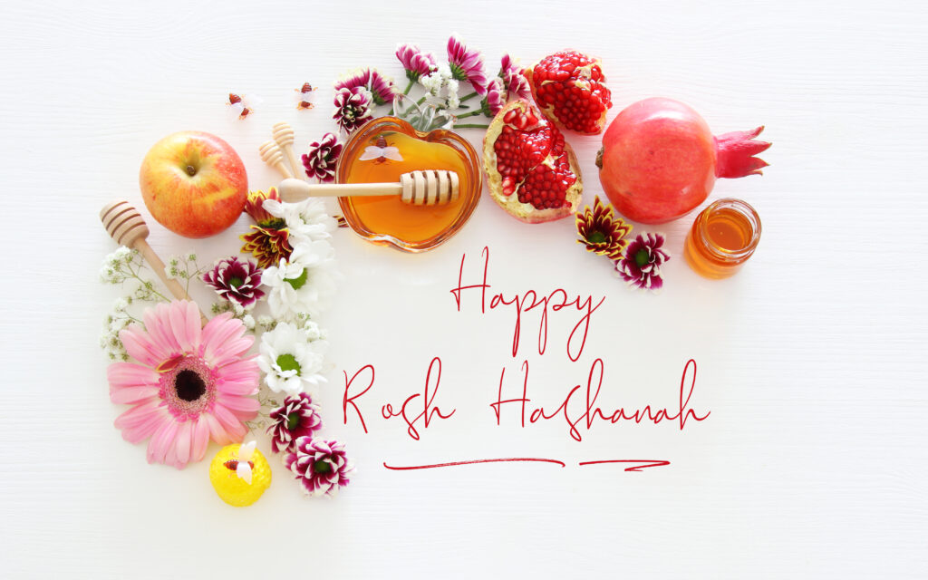 Religion image of Rosh hashanah (jewish New Year holiday) concept. Traditional symbols